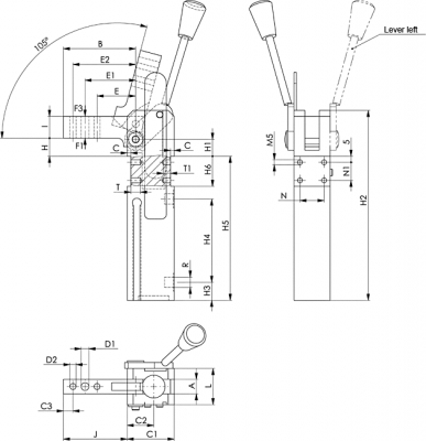 6828h-pneumatic-clamp-with-lever